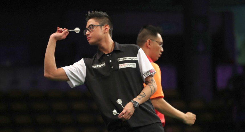 Dutch darts championship glaenzender rowby john rodriguez in runde zwei 2018 09