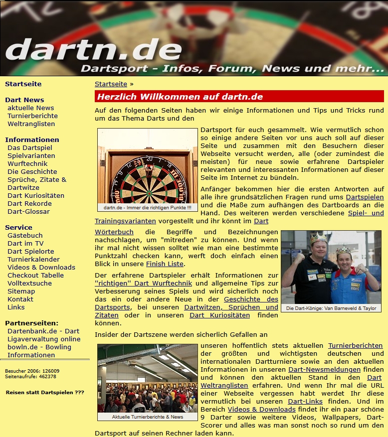 Die Dartn.de Startseite 2006