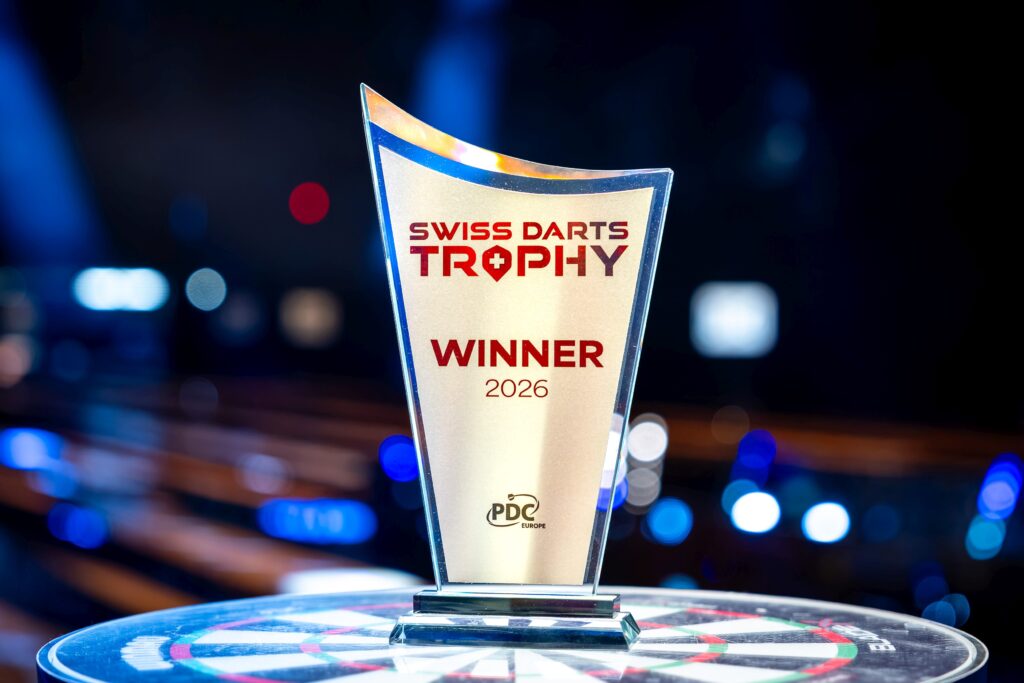 Die Siegertroph&auml;e der Swiss Darts Trophy 2027